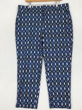Liverpool Pants Womens 16 Blue Batik Kelsey Ankle Slim Tapered Stretch Trousers